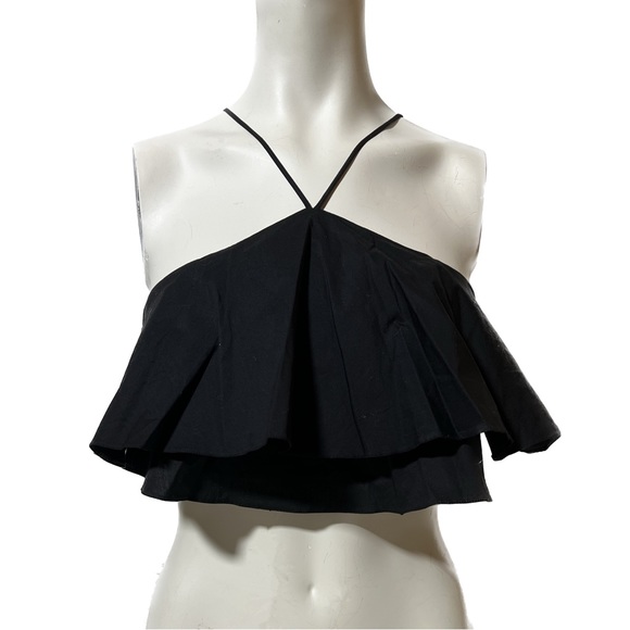 Zara Tops - Zara Woman Ruffle Crop Top Black Size Medium